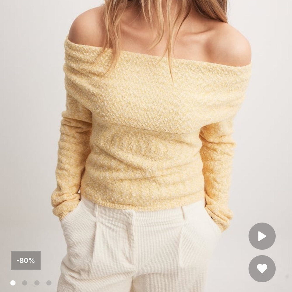 Na-kd Off-Shoulder Yellow knit Sweater
